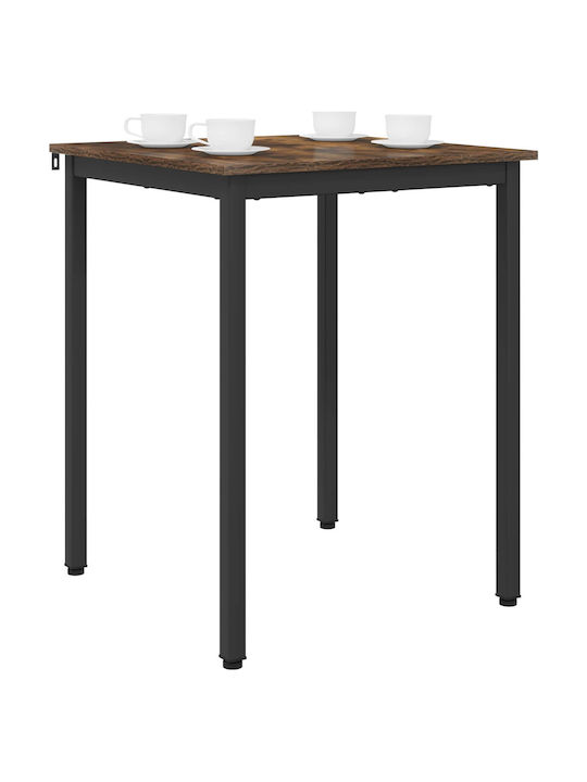 Table Dining Room Wooden with Metal Frame Gray 60x60x75cm