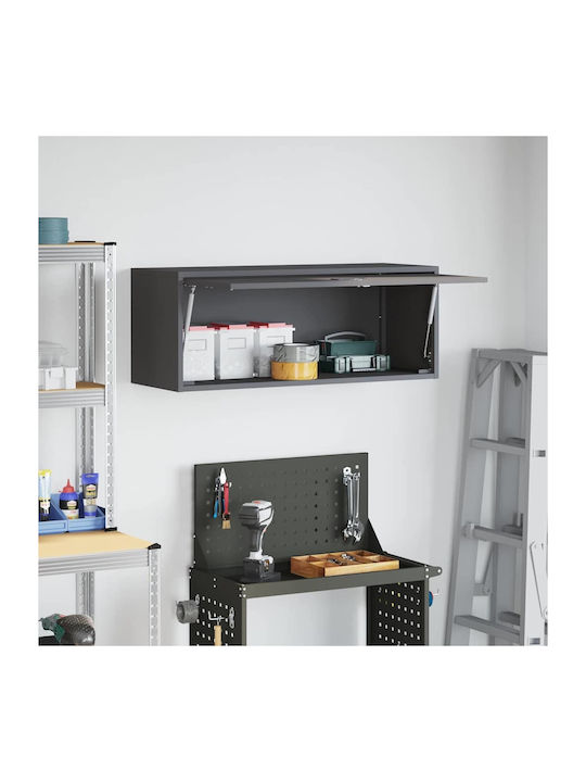 Wall Living Room Display Cabinet Made of Metal Black 90x33x35cm