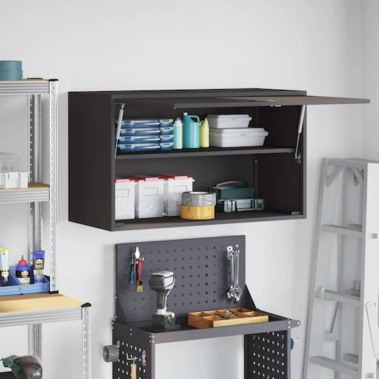 Wall Mounted Living Room Cabinet Made of Black Metal 90x40x53cm
