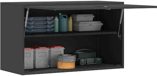 Wall Mounted Living Room Cabinet Made of Black Metal 90x40x53cm