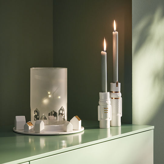 Raeder Christmas Wood White Candlestick 14x5.5cm