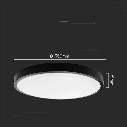 V-TAC Deckenleuchte Badezimmer 35cm Schwarz mit Integrierter LED und Fernbedienung