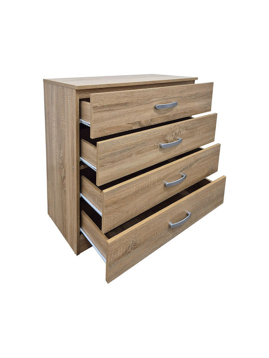 Athos Wooden & Metallic Chest of Drawers Sonoma 80x40x79cm