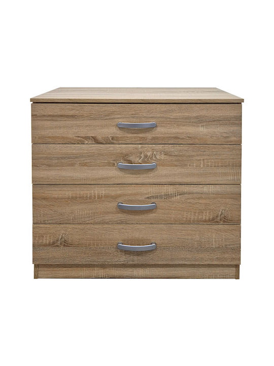 Athos Wooden & Metallic Chest of Drawers Sonoma 80x40x79cm