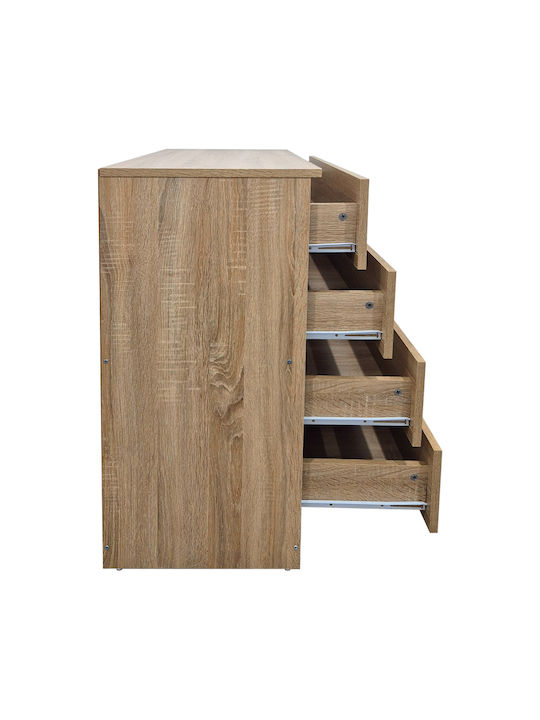 Athos Wooden & Metallic Chest of Drawers Sonoma 80x40x79cm