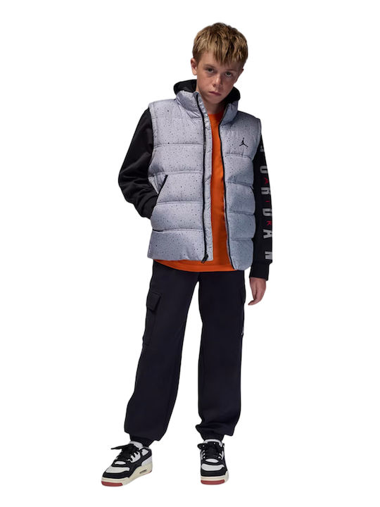 Jdb Jordan Hbr Kids Sports Sleeveless Short Jacket with Hood Grey