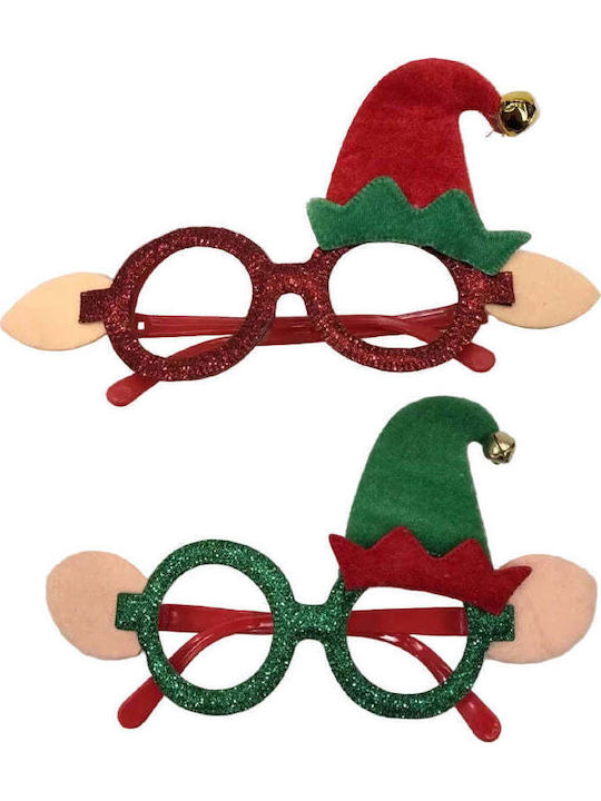 Christmas Glasses Elf Hat Red Or Green 1 Piece
