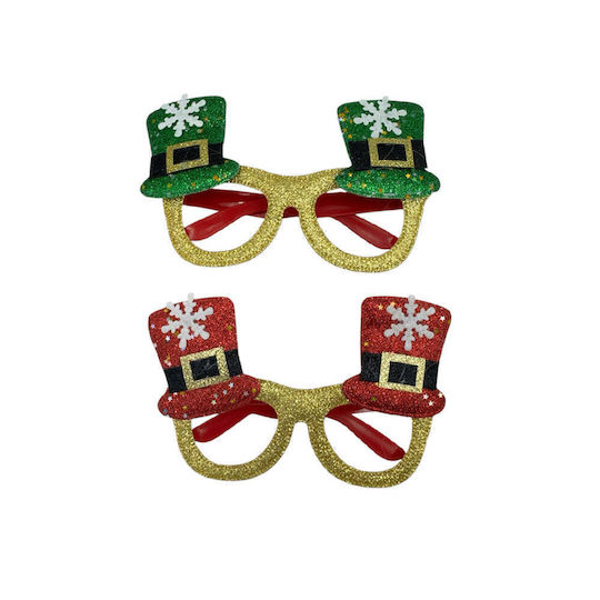 Weihnachtsbrillen Glitter Mütze Rood Oder Grün – 1 Stück