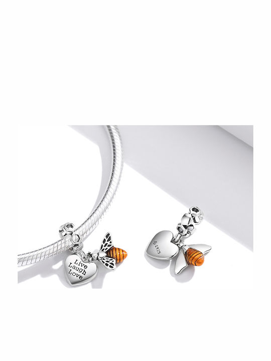 Daskalakis Charm Heart Silver Orange