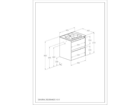 Roca Πάγκος με Νιπτήρα Μ60.5xΒ46.5xΥ6.5cm Μπεζ
