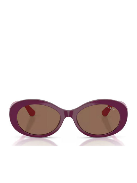 Vogue Women's Sunglasses with Purple Plastic Frame and Brown Lens