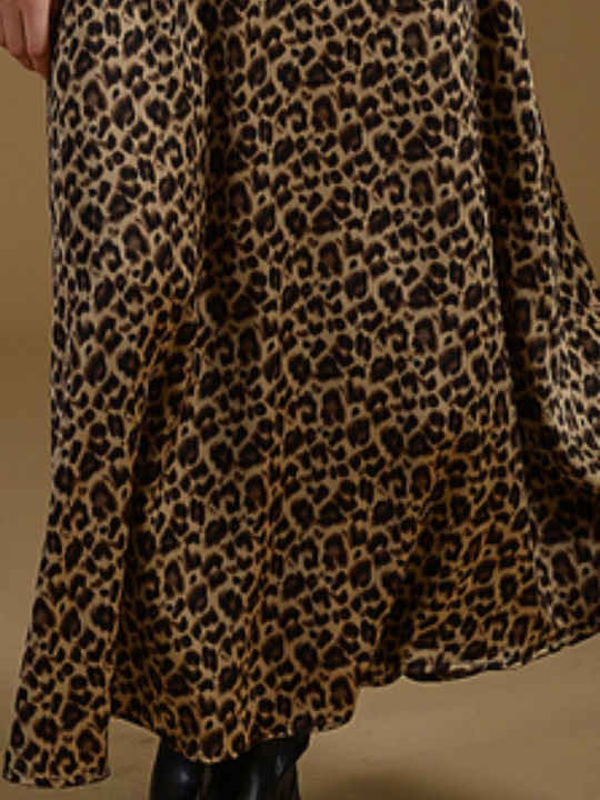 Satin Skirt Leopard Multicolored