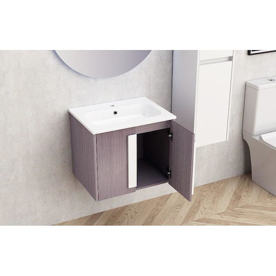 Inter Ceramic Waschtisch mit Waschbecken L60xB45xH50cm Braun