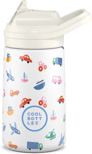 Cool Bottles Kids Water Bottle Thermos Silicone Kiddies Little Wheels 350ml