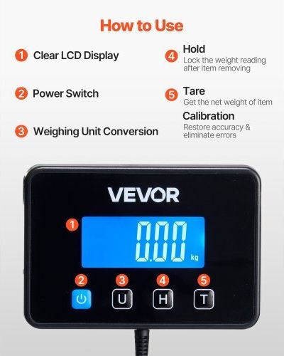 Vevor Electronic Precision Commercial Scale with Weighing Capacity of 300kg and Division 60gr