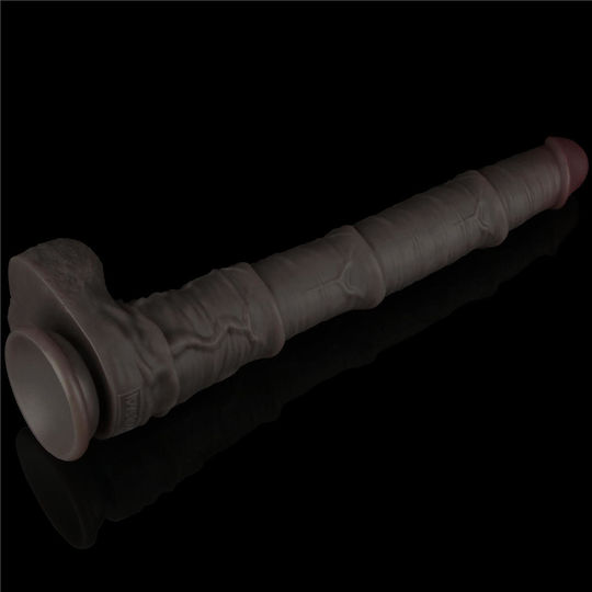 Lovetoy Dual Layered Ρεαλιστικό Dildo με Όρχεις και Βεντούζα Μαύρο