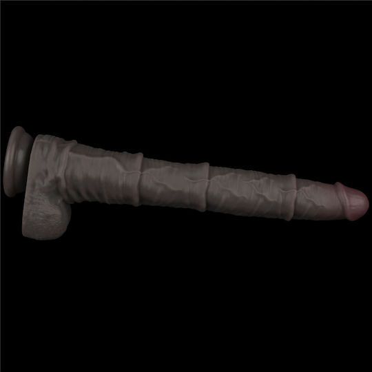 Lovetoy Dual Layered Ρεαλιστικό Dildo με Όρχεις και Βεντούζα Μαύρο