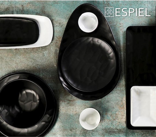 Espiel Wavy Teller Wüste Rechteckig aus Melamin Matte Black 21x8.5cm
