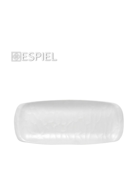 Espiel Wavy Plate Desert Rectangular made of Melamine White 21x8.5cm