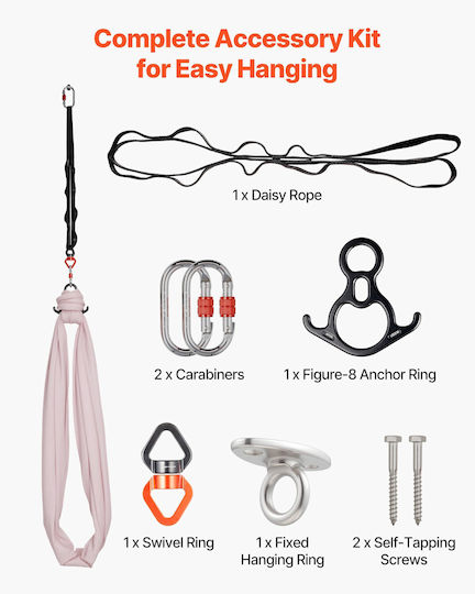 Vevor Set Aerial Yoga Length 2.65m Pink