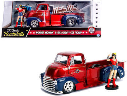 Machetă Auto Chevrolet Coe Pickup 1952 + Figurină Wonder Woman 1:24 Jada
