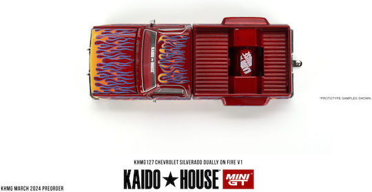 Machetă Mașină Chevrolet Silverado Dually On Fire V1 1980 Scara 1:64 Mini GT Khmg127