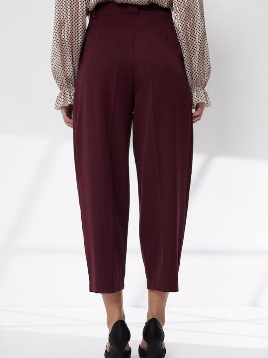 Damen Stoff Hose in Geradem Schnitt Burgundisch