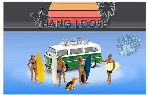 Set Figurine Hang Loose Beach Surf 1:64 American Diorama