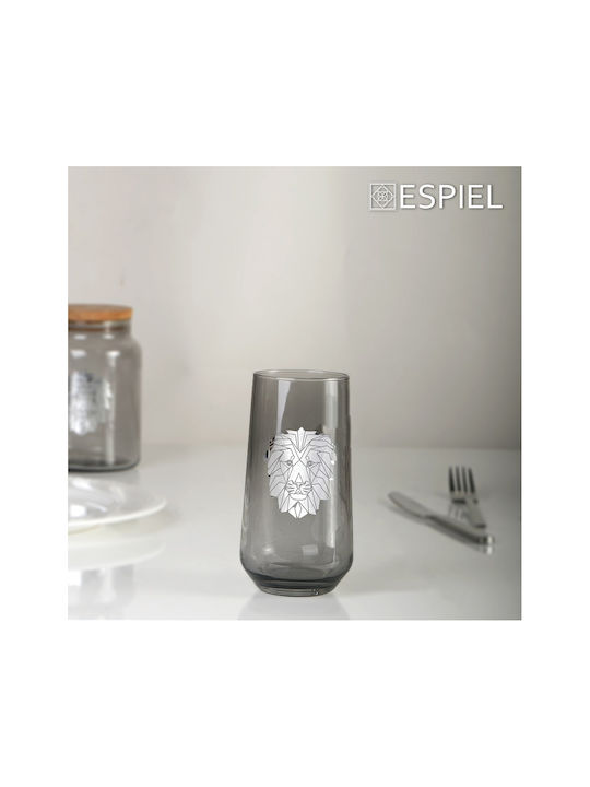Espiel Jungle Lion Set Gläser Whiskey aus Metall in Silber Farbe 425ml 6Stück