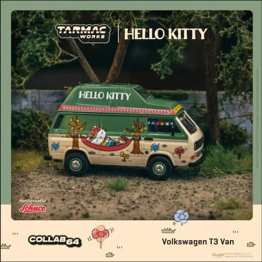 Macheta Auto Volkswagen T3 Van Hello Kitty Camping 1:64 Tarmac Works