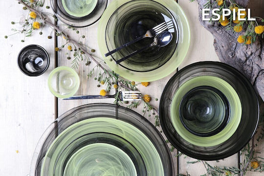 Espiel Atlas Set of Glasses Water made of Glass in Black Color 120ml 6pcs