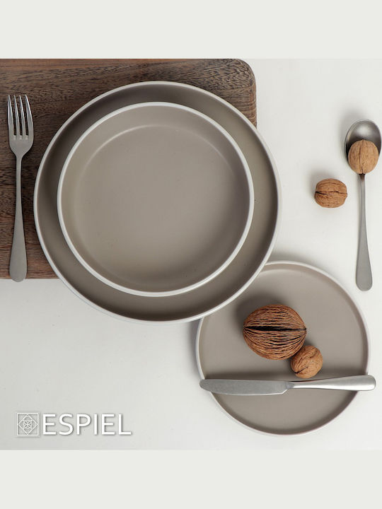 Espiel Mood Teller Untiefe Keramik Gray mit Durchmesser 27.3cm 6Stück