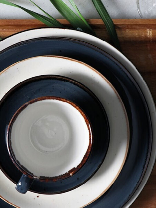 Espiel Terra Grey Black Porcelain Dessert Plate With Diameter 19cm 6 Pieces