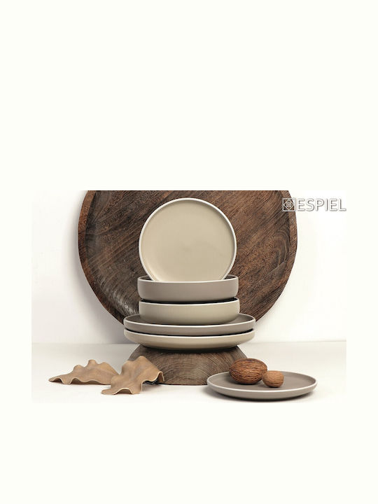 Espiel Mood Plate Soup Ceramic Gray with Diameter 20.3cm 6pcs