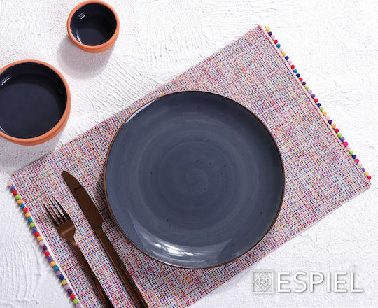Espiel Terra Grey Black Porcelain Dessert Plate With Diameter 19cm 6 Pieces