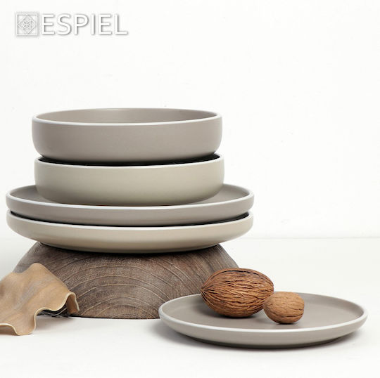 Espiel Mood Plate Soup Ceramic Gray with Diameter 20.3cm 6pcs