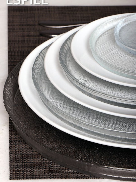 Plate Shallow Transparent with Diameter 22cm 6pcs