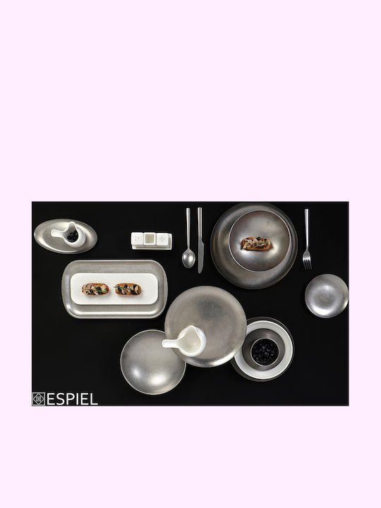 Espiel Snow Πιάτο Βαθύ Inox Ασημί με Διάμετρο 22cm 2τμχ