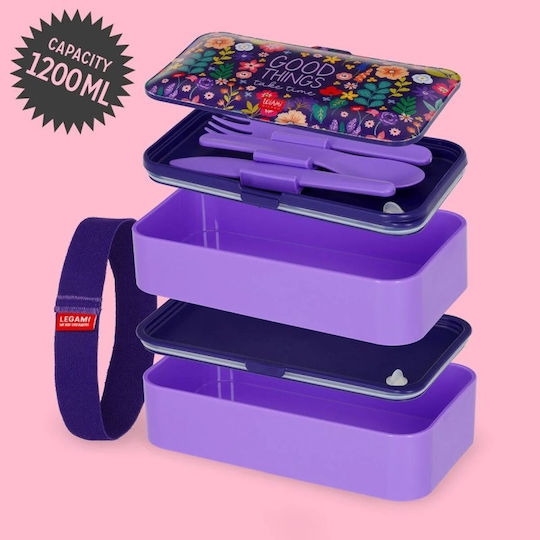 Legami Milano Cutie De Prânz Din Plastic Violet Cu Compartimente 1.2lt