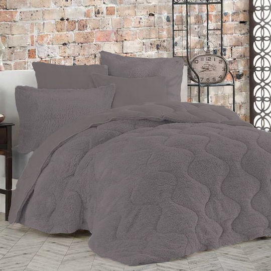 Homeone Duvet Cover Set Queen 220x240cm Dark Grey 3pcs 300 GSMGsm