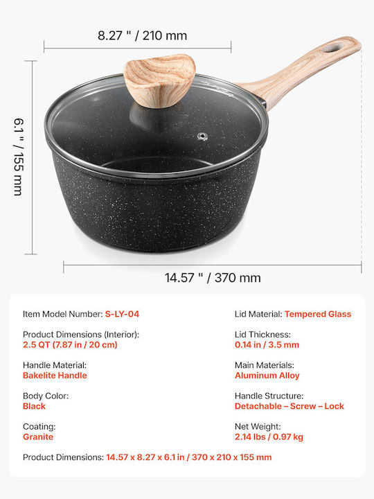 Vevor Κατσαρολάκι Γάλακτος από Αλουμίνιο 20cm