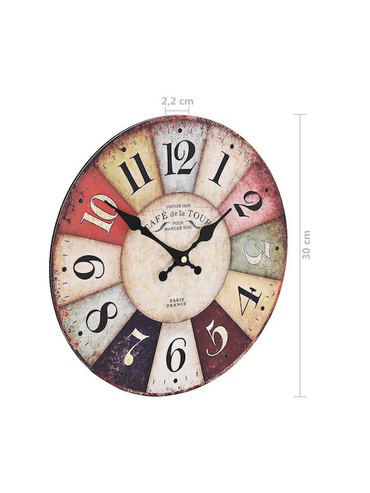 vidaXL Vintage Vereinigtes Königreich Antikes Wanduhr Hölzernes Rot Ø30cm