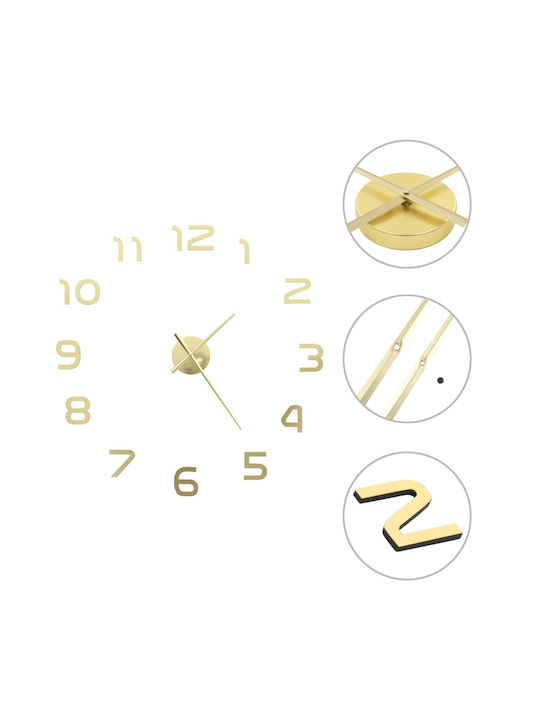 vidaXL 3D Wall Clock Sticker Mirror Silver Ø100cm
