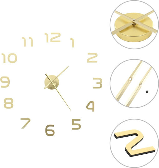 vidaXL 3D Wall Clock Sticker Mirror Silver Ø100cm