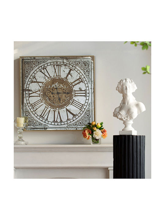Artekko Vintage Αντικέ Ρολόι Τοίχου Μεταλλικό Χρυσό 11x11cm