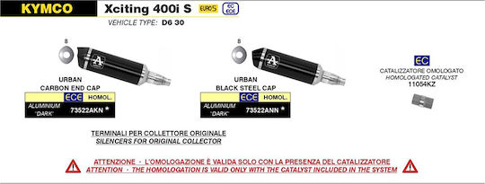 Arrow Exhaust Aluminium Dark Urban Carbon End Cap Kymco Xciting S 400i '21-'24 73522akn.alum Dark