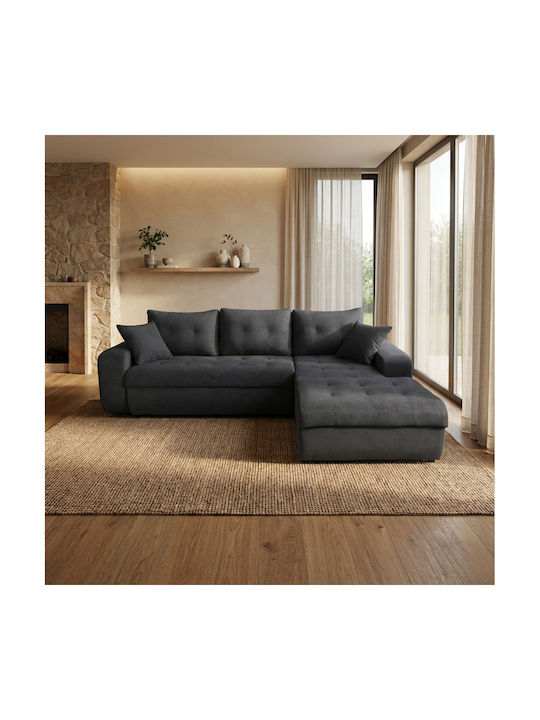 Virginia Corner Couch Bed with Right Corner & Storage Space Gray 246x190cm