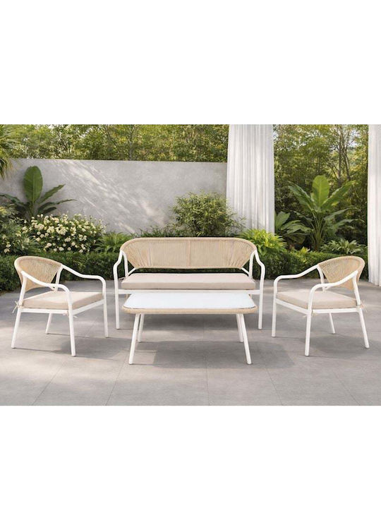 Woodwell Garten- und Outdoor-Möbelsets Palermo 4 Stück Weiß E257,1