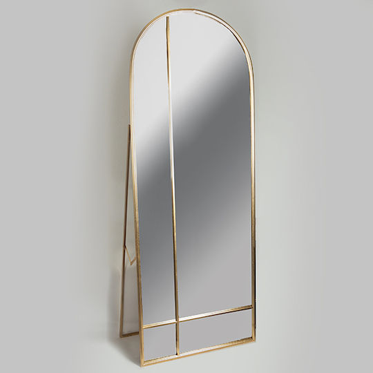 Gewölbter Boden- oder Standspiegel mit Goldmetallischem Rahmen 175x65,5cm