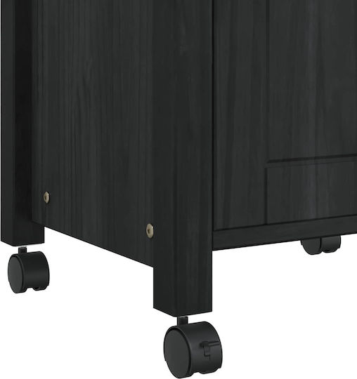 vidaXL Кухненски Стелаж Дървен С 3 Позиции Черен 48x40x88.5см